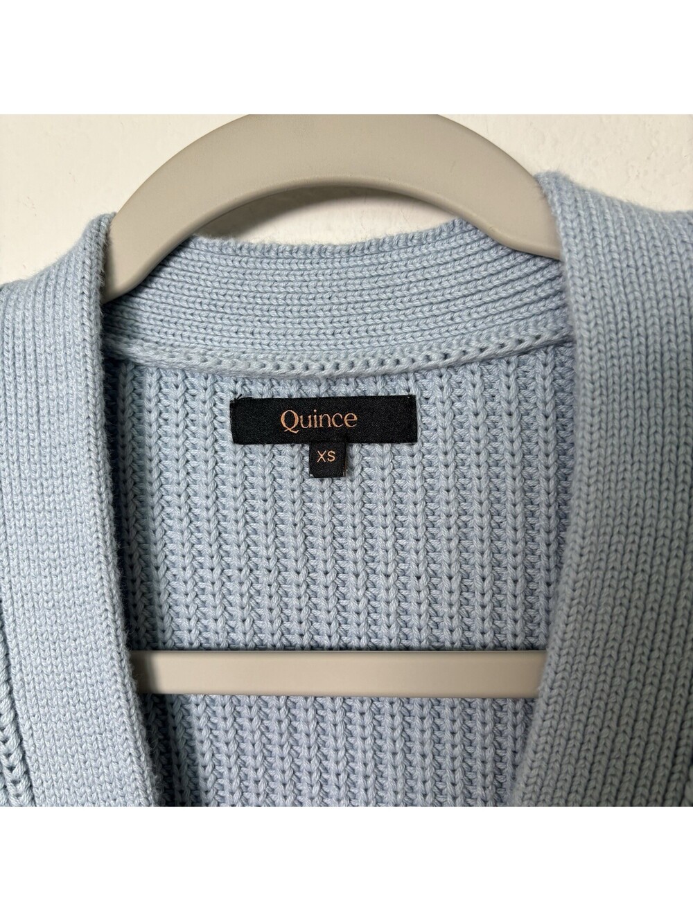 Quince 100% Organic Cotton Fisherman Boxy Cropped Cardigan Size XS Sky Blue EUC - Picture 2 of 6